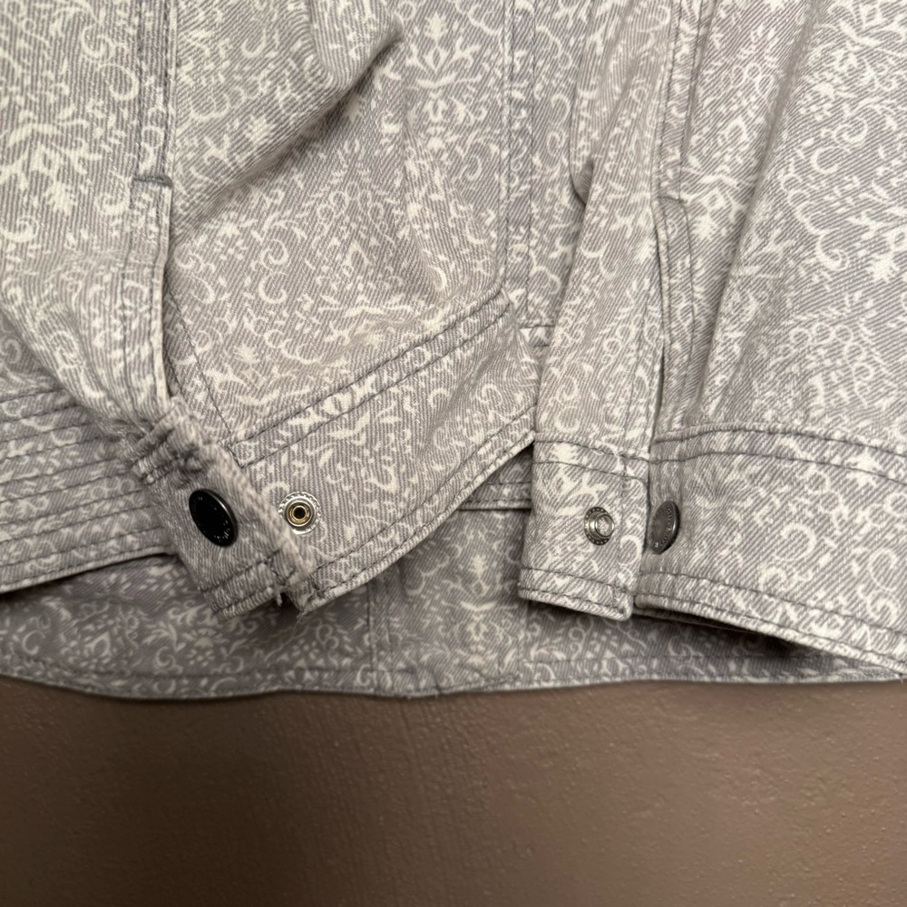 Ruff Hewn Gray & White Cotton Denim Moto Jacket Women's Plus Size 2X Streetwear - Picture 13 of 15